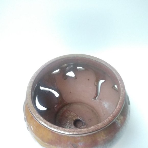 Orchid/Sacculate Flower Pot Cut Out Butterfly Planter Attached Saucer 5.5"T CUTE - Picture 7 of 11